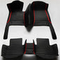 Custom Waterproof Leather Car Floor Mats Fit for Most Car SUV Truck & Sportscar All Weather Protection Vehicles (Black+Red bar) - color: Black+Red bar
