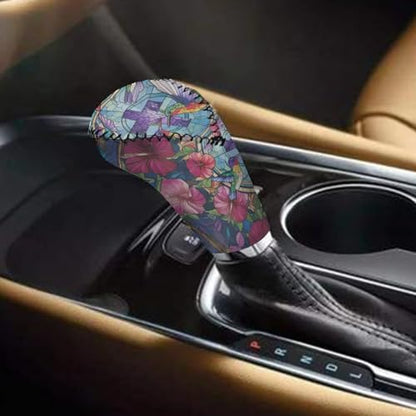 Hibiscus Hummingbird Cross Pattern 2 Pcs Car Handbrake Cover Set with Gear Shift Cover, Washable Auto Handbrake Grip Cover Stretchy Car Accessories Universal Fit for SUV Sedan Van - color: Hibiscus Hummingbird Cross