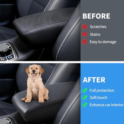 Center Console Cover Compatible with Jeep Grand Cherokee 2011-2021 Accessories, Premium Leather Armrest Cover Pad, Car Middle Console Lid Cover (Black) - size: 2011-2021 Jeep Grand Cherokee