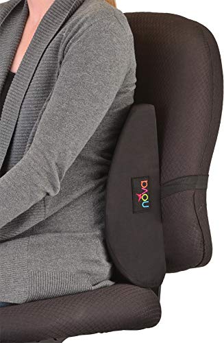 nova Lumbar Back Support Cushion – Contoured High-Density Foam Back Pillow for Office Chair, Car, Plane & Wheelchair – Adjustable Strap, Removable Washable Cover, Black (14” x 13”) - color: Black