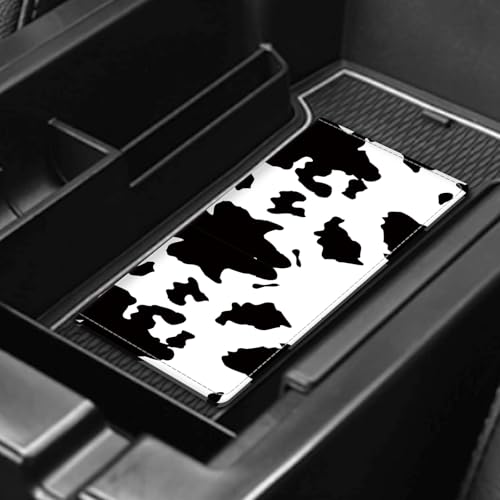 Leather Car Registration and Insurance Card Holder, Cute Car Accessories Vehicle Glove Box Car Organizer for Documents, Cards, License Black White Cow - color: Black White Cow
