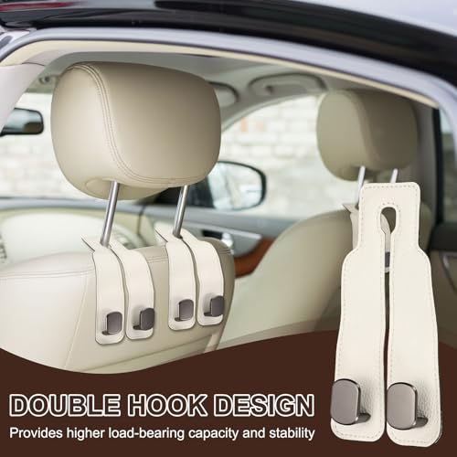 PATIKIL Headrest Hooks for Car, 2 Pcs Car Seat Back Organizers Storage Headrest Hook Suede Double Hanger Purse Holder for Cute Purses Bags, Gray