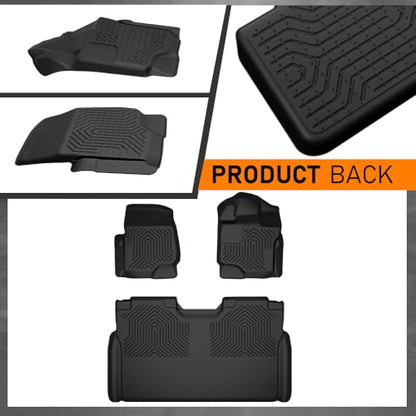 G-PLUS Floor Mats Fit for Ford F150 2015-2025 Super Crew (Includes 2022-2025 Lightning Models) w/o Fold Flat Storage, Custom Fit TPE All Weather Front & 2nd Row Floor Liners Truck Mats,3PCS Black - size: 15-25|Fit Ford F150 SuperCrew|3PCS