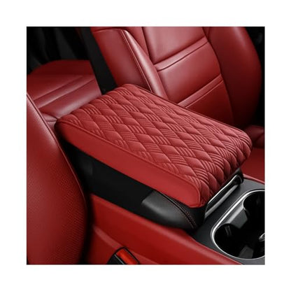 Bittwee Car Center Console Cover, Leather Waterproof Auto Arm Rest Box Cover, Memory Foam Armrest Cushion Protection Pad, Hand Rest Pillow with Height Increase, Universal Car Accessory - color: Wine Red