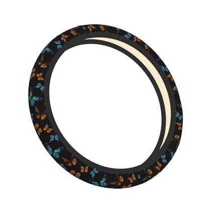 Butterfly Abstract Butterflies Car Steering Wheel Cover,Non-Slip Elastic Neoprene-Sweat Car Accessories,Universal 15 Inch Fit Auto, Vans Trucks,Suvs, Truck - color: Butterfly