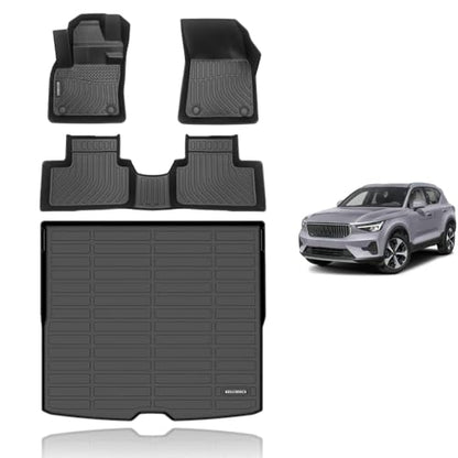KELCSEECS® Floor Mats & Cargo Liner Custom for 2019-2025 2026 Volvo XC40(Not Fit Recharge),All Weather Protection TPE Floor Liners Front & Rear Row Full Set Accessories Black - style: 19) For 2019-2026 XC40| Full Set