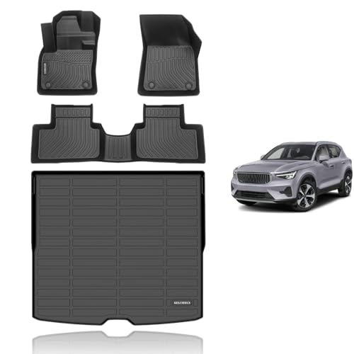 KELCSEECS® Floor Mats & Cargo Liner Custom for 2019-2025 2026 Volvo XC40(Not Fit Recharge),All Weather Protection TPE Floor Liners Front & Rear Row Full Set Accessories Black - style: 19) For 2019-2026 XC40| Full Set