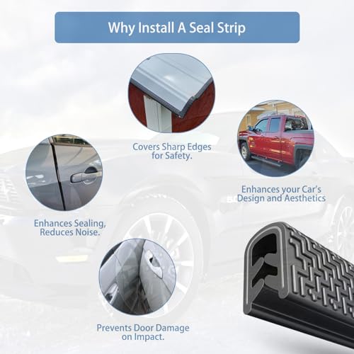 Winfort 16.5FT(5M) Universal Car Door Edge Protector Guards, No-Glue Required Rubber Seal U Shape Automotive Door Entry Guard, Suitable for Most Cars, SUVs and Trucks (Black)