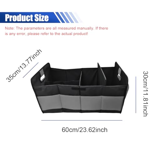 Car Trunk Organizer, Large Capacity Oxford Cloth Car Storage Box, Collapsible Multi-Compartment Organization Container, Waterproof Auto Interior Storage Accessories (Gray)