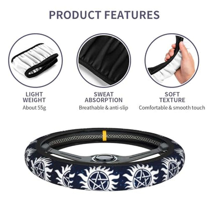 Steering Wheel Cover for Women Men Anti-Slip Breathable and Sweat Absorption Universal Cute Steering Wheel Protector Car Accessories -1PC