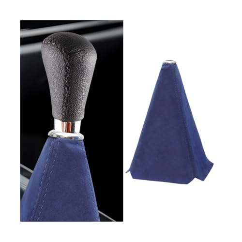 BESULEN Car Shift Boot Cover, Suede Leather Shift Knob Boot Dust Cover, Manual/Auto Shifter Boot Sleeve Replacement, Handbrake Gaiter Boot Dust Cover Car Interior Accessories - color: Dark Blue