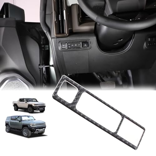 for Hummer EV Accessories Car Center Control Electronic Handbrake Trim Cover for Hummer EV 2024 2025+ Real Carbon Fiber Electronic Handbrake Switch Panel Trim (Black) - color: Black