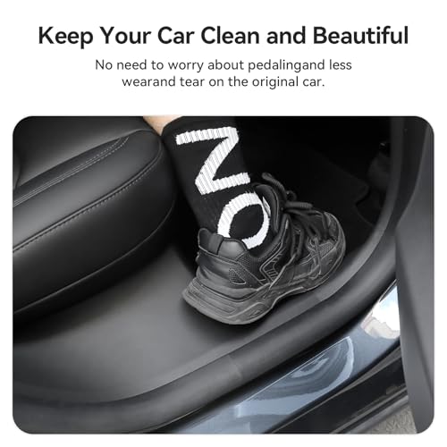 2PCS Rear Door Sill Protector for 5 Seater Tesla Model Y 2024 2023 2022 2021 Accessories (NOT Fit Juniper & 7 Steater) Black ABS Material Rear Door Car Pedal Kick Protection