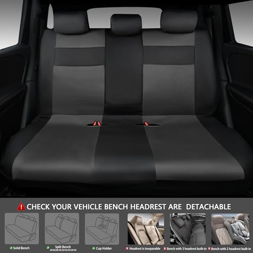 CAR PASS Leather 3D Foam Back Support Car Seat Covers Full Set Air Mesh Automotive Seat Covers, All Season Car Seat Cover Fit Automotive,SUV,Sedan,Van, Airbag Compatible Elegance (Black Charcoal Gray) - color: Black Charcoal