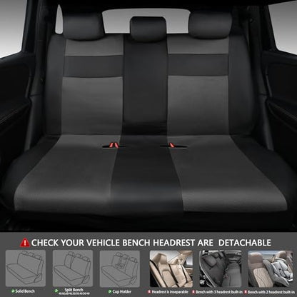 CAR PASS Leather 3D Foam Back Support Car Seat Covers Full Set Air Mesh Automotive Seat Covers, All Season Car Seat Cover Fit Automotive,SUV,Sedan,Van, Airbag Compatible Elegance (Black Charcoal Gray) - color: Black Charcoal
