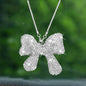 Bling Bowknot Car Rear View Mirror Hanging Accessories, Crystal Rear View Mirror Charms for Women, Valentine's Day Gifts. (Silver)