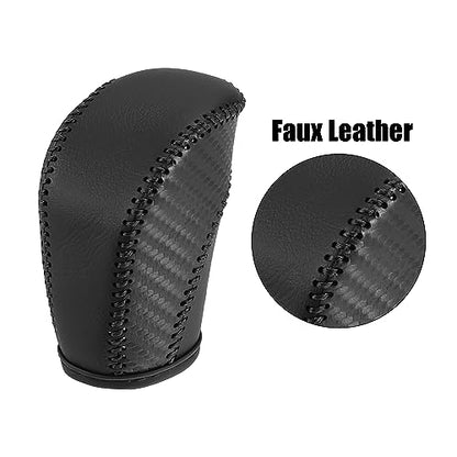 X AUTOHAUX Car Faux Leather Gear Shift Knob Cover for Volkswagen Jetta Tiguan 2011-2019 Passat Beetle 2012-2019 Atlas 2018-2019 CC 2013-2017 Carbon Fiber Grain - color: Black