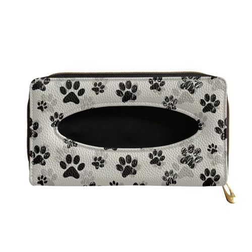 Biyejit Car Tissue Holder, Dog Paw Print Car Visor Tissue Holder for Car PU Leather Tissue Box Holder for Car Sun Visor & Seat Back - color: Dog Paw Print, size: 1 Pack