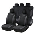 Coverado Car Seat Covers Full Set, Automotive Seat Covers 5-piece, Leather Car Protectors 5 Seats, Black Auto Seat Covers Spill-Proof Design Universal Fit for SUV, Vans, Sedan, Truck