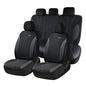 Coverado Car Seat Covers Full Set, Automotive Seat Covers 5-piece, Leather Car Protectors 5 Seats, Black Auto Seat Covers Spill-Proof Design Universal Fit for SUV, Vans, Sedan, Truck