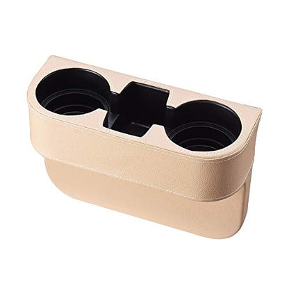 BEIGE Multifunctional Car Cup Holder Car Seat Organizer Gap Filler Bottle Phone Storage Organizer - color: Beige