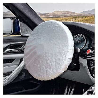 Car Steering Wheel Cover Sun Shade, Anti-Heat Steering Wheel Protector, Universal 18 Inch Auto Steering Wheel Sun Block Cover, Steering Wheel Shield Accessories for Most Car Truck SUV (Silver) - color: Silver