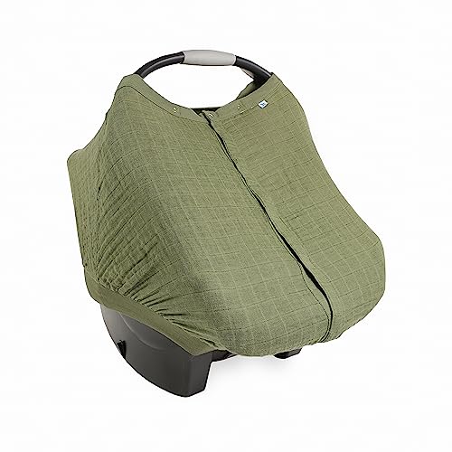 Little Unicorn Baby Car Seat Canopy | Soft & Breathable Muslin Fabric | Magnetic Closure Cover & Universal Fit | for Protection & Privacy | Nursing Cover (Fern) - color: Fern