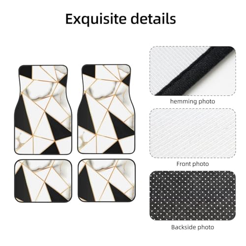 Universal Fit Car Floor Mats, White and Black Marble Abstract Modern Crack Geometric Pattern Set of 4pcs Car Carpet Fit for SUV, Vans, Sedans, Trucks - color: Marble