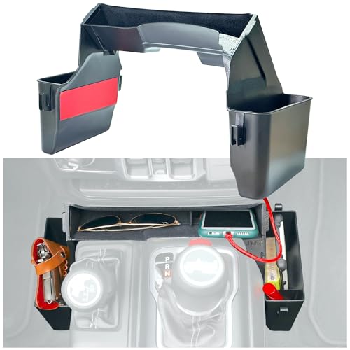 Center Console Organizer Tray Gear Shift Storage Hook 3 PCS Assemble | for Jeep Gladiator 2020-2026 and Jeep Wrangler JL JLU 2026 2025- 2018 Rubicon Sahara 4xe Interior Accessories US Patent