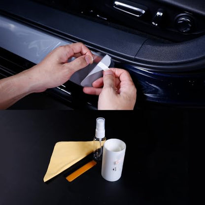 Car Door Sill Protector, 4 Pcs Clear PPF Paint Protection Film Kit, Universal Door Entry Edge Guard & Scuff Plate Protector, Invisible Anti-Scratch Door Step Wrap for Cars, SUV, Trucks
