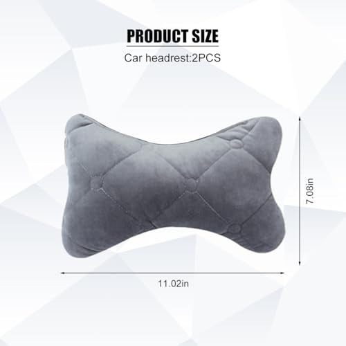 2PCS Car Headrest Pillow, Comfortable Ergonomic Design Vehicle Seat Neck Pillow for Driving Fatigue Relief, Soft Breathable Automotive Interior Head Rest Cushion Pad, Universal Fit (Gray) - color: Gray