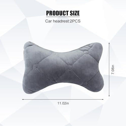 2PCS Car Headrest Pillow, Comfortable Ergonomic Design Vehicle Seat Neck Pillow for Driving Fatigue Relief, Soft Breathable Automotive Interior Head Rest Cushion Pad, Universal Fit (Gray) - color: Gray