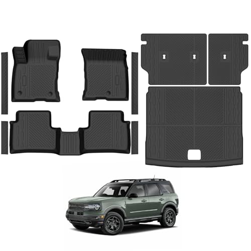 Custom Fit Floor Mats for Ford Bronco Sport 2021-2025 2026 (Not for Bronco or 4 Door), All Weather TPE Floor Liners & Trunk Mat & Backrest Mats & Door Sill Guard, Full Set Interior Accessories - size: 3)Bronco Sport|2021-2026