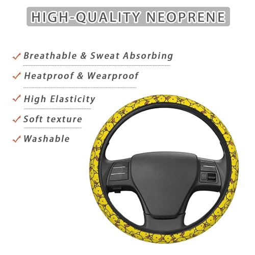 Rubber Ducky Cartoon Steering Wheel Cover for Women Men, Non-Slip Steering Wheel Protector Car Wheel Covers, Universal 15 Inch Fit for Auto, Suvs, Truck - color: Rubber Ducky Cartoon