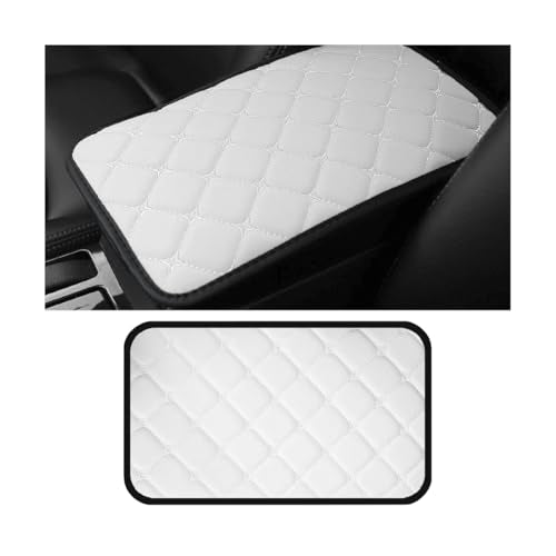 HZEL Car Center Console Cushion Pad, PU Leather Vehicle Armrest Protection Cover, Waterproof Automotive Interior Arm Rest Seat Box Mat Accessories, Universal for SUV, Sedan, Truck (White) - color: White