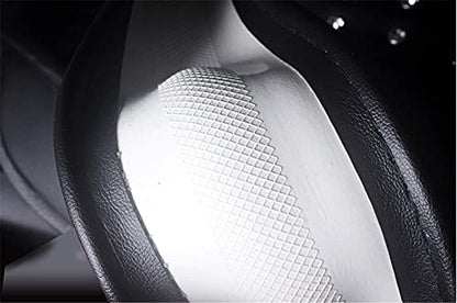 Beige Universal Non-Slip Crystal Steering Wheel Cover with PU Leather and Bling Diamond Rhinestones,Decorative Sparkly Car Accessories case,15''