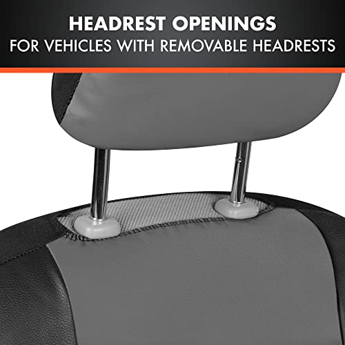 BDk Faux Leather Car Seat Cover Full Set - Front & Rear Split Bench Charcoal Seat Covers For SUV & Truck Seat Covers, Airbag Compatible - Protective Seat Covers for Car Seats & Car Accessories - color: Charcoal