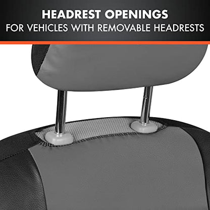 BDk Faux Leather Car Seat Cover Full Set - Front & Rear Split Bench Charcoal Seat Covers For SUV & Truck Seat Covers, Airbag Compatible - Protective Seat Covers for Car Seats & Car Accessories - color: Charcoal
