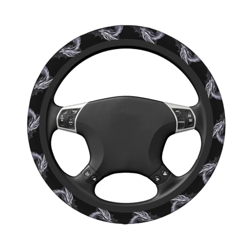 Silver Dragon Rose 1 Universal Steering Wheel Covers, Cute Car Accessories for Women Girls Car Truck - color: Silver Dragon Rose 1