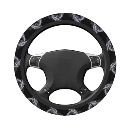 Silver Dragon Rose 1 Universal Steering Wheel Covers, Cute Car Accessories for Women Girls Car Truck - color: Silver Dragon Rose 1