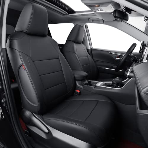 coverdream RAV4 PHEV Waterproof Leather Seat Covers Custom Fit for 2019-2025 Toyota RAV4 Hybrid XSE,Hybrid SE,Prime SE/XSE,Full Coverage,Airbag Compatible,Car Seat Protector (Full Set,Black) - color: Faux Leather(Black), size: 2019-2025 RAV4 Hybrid (XSE/S