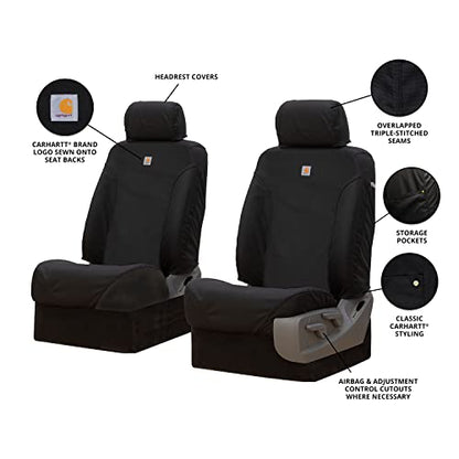 Covercraft Carhartt Super Dux SeatSaver Custom Seat Covers for 2016-2023 Toyota Tacoma - 1st Row Bucket Seats, Super Dux Black - style: 2016-2022ToyotaTacoma