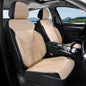 Coverado Front Seat Leather Covers, Full Leather Construction with Carbon Fibre Weave, Universal Fit for Most Cars SUV Trucks (Beige) - color: Beige, size: Front