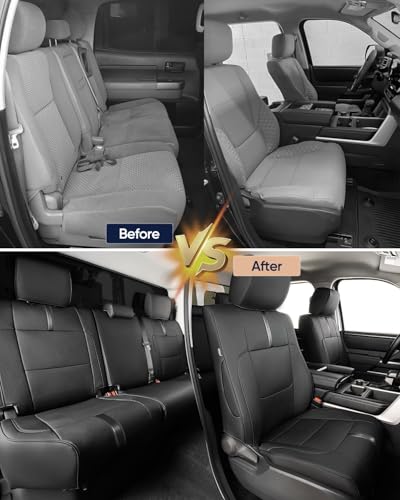 Full Set car seat Covers for Toyota Tundra 2022-2026,Faux Leather Waterproof Pickup seat Covers Custom fit for Toyota Tundra Accessories, for Truck seat Covers 2022 2023 2024 2025 2026 SR SR5