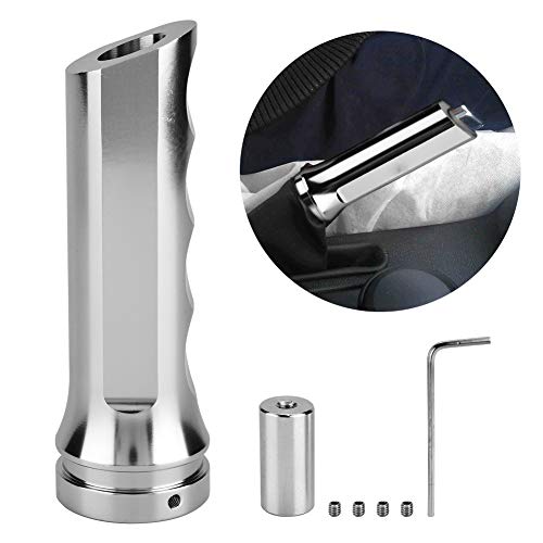 Aramox Universal Car Handbrake Cover, Aluminum Alloy Sleeve Protector, Silver, Manual Transmission Compatible - color: Silver