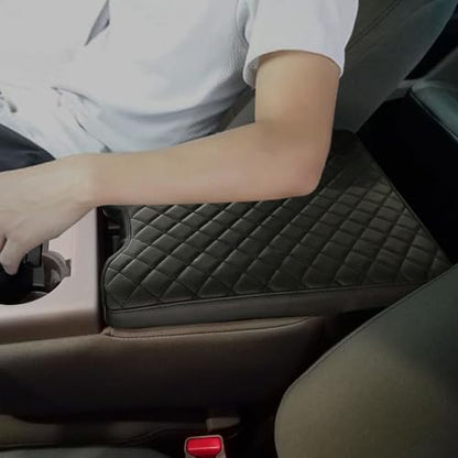 Zxiaochun Center Console Cover for Ford F150 2015-2026/F250 F350 F450 2017-2026 Leather Arm Rest Box Lid Middle Console Cover Armrest Box Protective Cover Accessories(40/20/40 Jump Seat Console Only) - color: Black