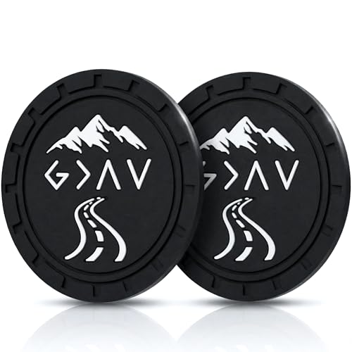 Lusinus Christian Car Coasters, 2 Pack Non Slip Cup Holder Inserts, God is Greater Than the Highs and Lows Car Accessories, Baptism Gifts, for Men, Graduation & Confirmation Gifts