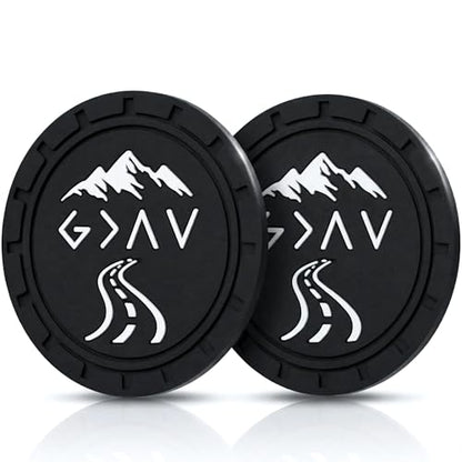 Lusinus Christian Car Coasters, 2 Pack Non Slip Cup Holder Inserts, God is Greater Than the Highs and Lows Car Accessories, Baptism Gifts, for Men, Graduation & Confirmation Gifts