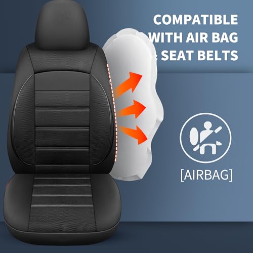 HChengkikz Seat Covers, Car Seat Covers Front Seats, Leather 3D Foam Back Support Car Seat Cover, Air Mesh Automotive Seat Covers, Airbag Compatible, Universal Fit Most Cars, Vans, Trucks, SUVs (2PCS) - color: N6 Black, size: Front Seat