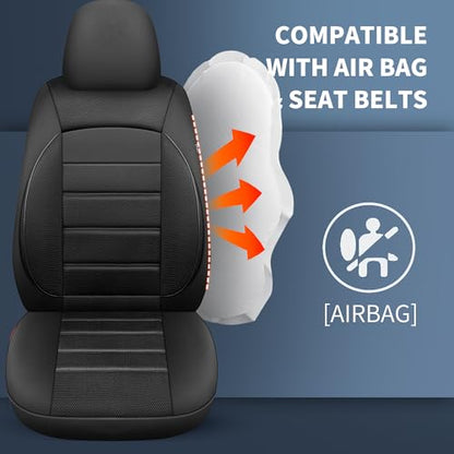 HChengkikz Seat Covers, Car Seat Covers Front Seats, Leather 3D Foam Back Support Car Seat Cover, Air Mesh Automotive Seat Covers, Airbag Compatible, Universal Fit Most Cars, Vans, Trucks, SUVs (2PCS) - color: N6 Black, size: Front Seat